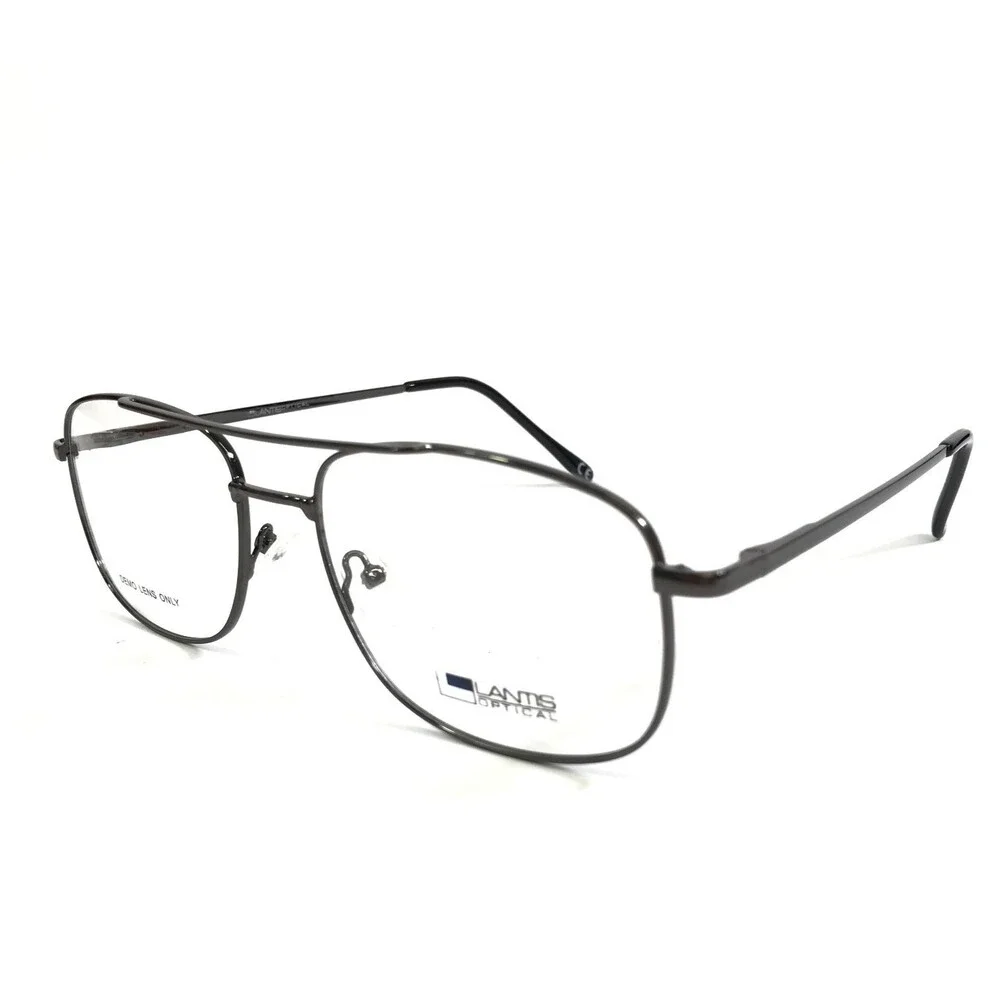 Lantis Optical Eyeglasses Frames L7009 GUN Gunmetal Aviator Wire Rim 58-19-150